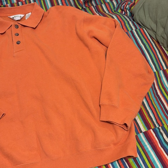 Sale Orvis  long sleeve three-quarter button size XL orange fast shipping - Picture 9 of 13